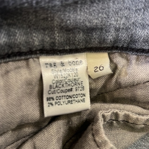 RAG & BONE BLACK/GRAY BLACKTHORN SKINNY JEANS SIZE 26 - Picture 13 of 16